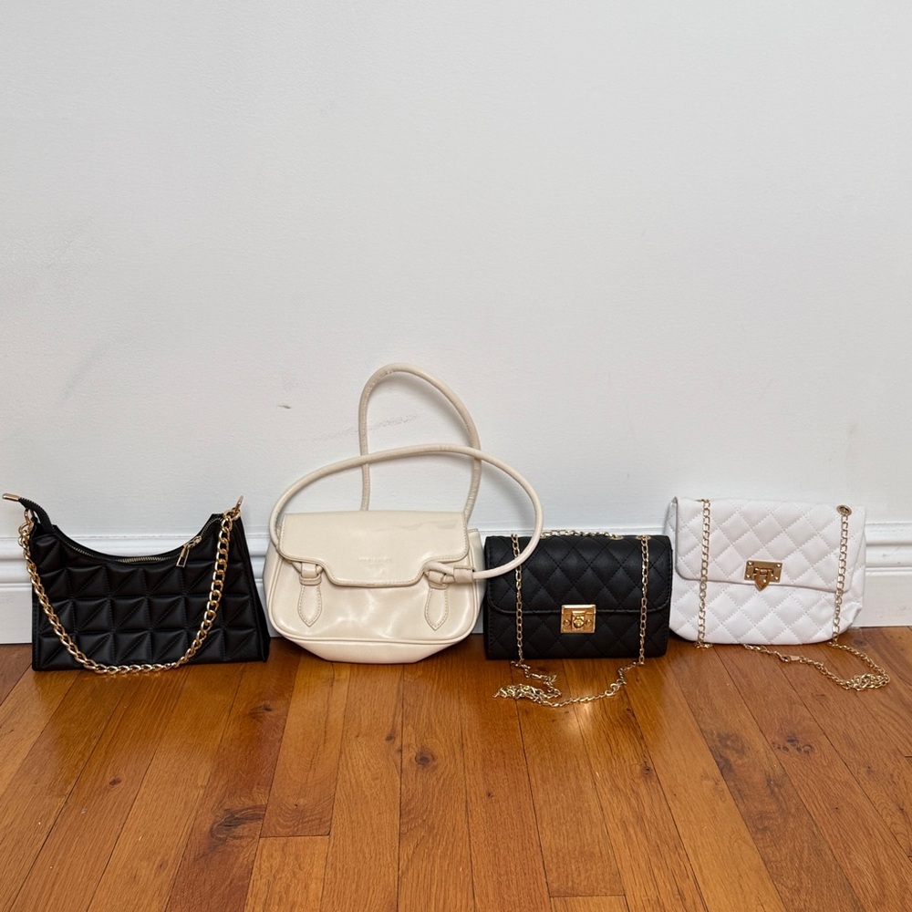 Elegant Black and White Quilted Shoulder Bag